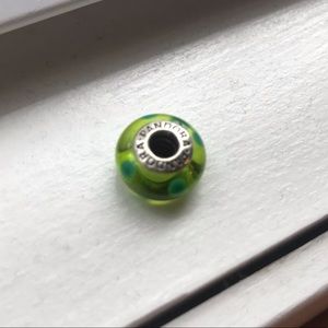Pandora glass charm green polka dot